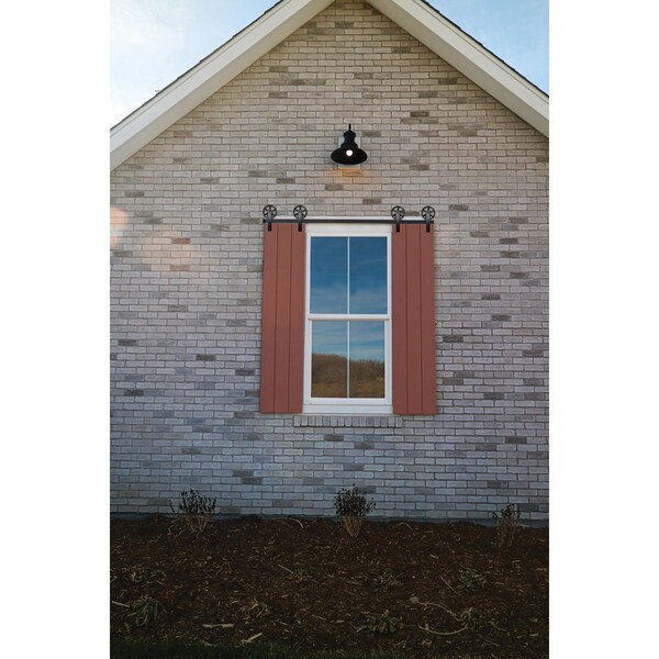Ekena Millwork Exterior Dummy Roller Series Double-Panel Hardware Set w/ 4 Fixed Wagon Wheel Hangers and 8' Track - GB6004EPW8MB