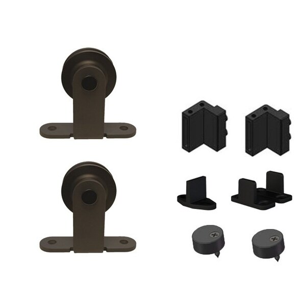 Orca Hardware Double Door Kit, Top Mount Hangers, To Be Used With Single Flat Track Kit, Black Finish - FTTM-DDK-BL
