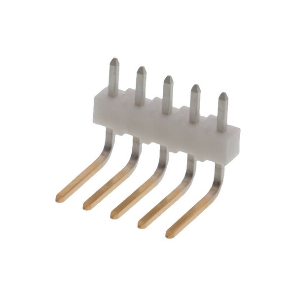 Molex Board Connector, 5 Contact(S), 1 Row(S), Male, Right Angle, 0.1 Inch Pitch, Solder Terminal, White - 22122051