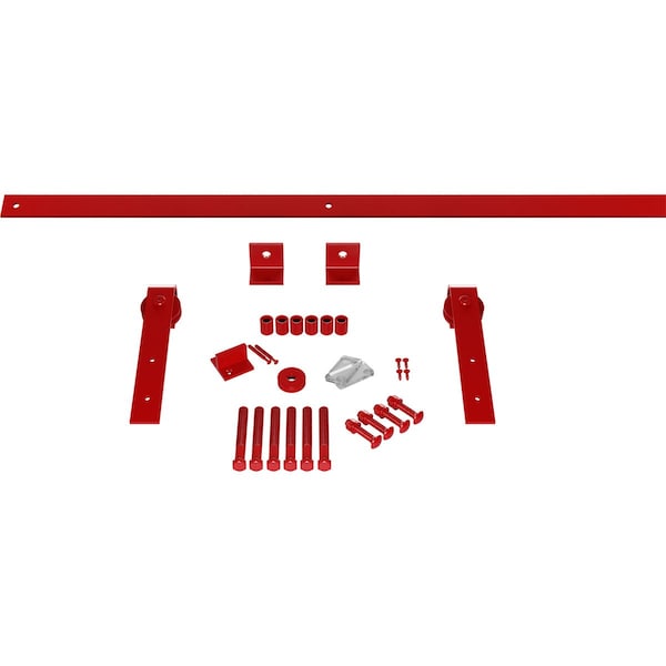 Ekena Millwork Premium J-Strap Barn Door Hardware Set w/ 4' Track for 1 3/4" Doors, Regal Red - GB60014H4RR