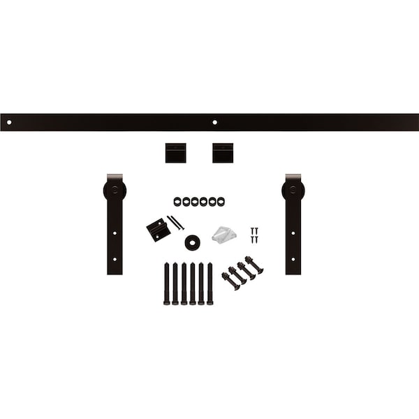 Ekena Millwork Premium J-Strap Barn Door Hardware Set w/ 5' 4" Track for 2 1/4" Doors, Bronze Texture - GB60015H54BZ