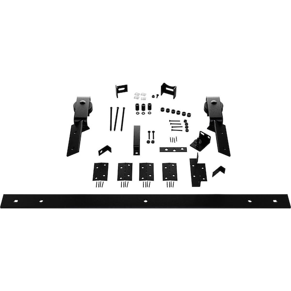 Ekena Millwork Barnfold J-Strap 2-Door Hardware Set for 1 1/4" to 1 3/8" Doors with 24" Track, Matte Black - GB6007M2D24MB
