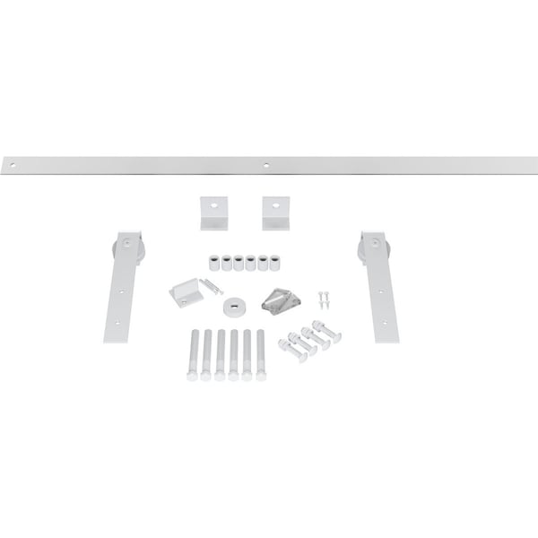 Ekena Millwork Premium J-Strap Barn Door Hardware Set w/ 4' Track for 1 3/8" Doors, Rocket White - GB60013H4RW