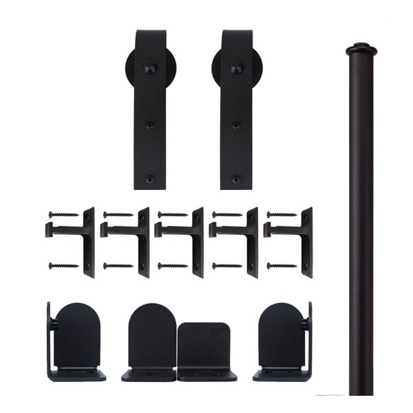 Quiet Glide Black 96" Hook Sliding Door Hardware - QG.1300.HK-96.08