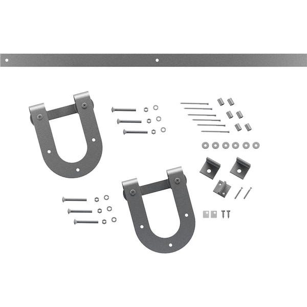 Ekena Millwork Premium Horseshoe Barn Door Hardware Set w/ 5' Track for 2 1/4" Doors, PC Chrome - GB60015H25CR