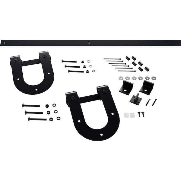 Ekena Millwork Premium Horseshoe Barn Door Hardware Set w/ 8' Track for 1 3/8" Doors, Dark Gray - GB60013H28DG