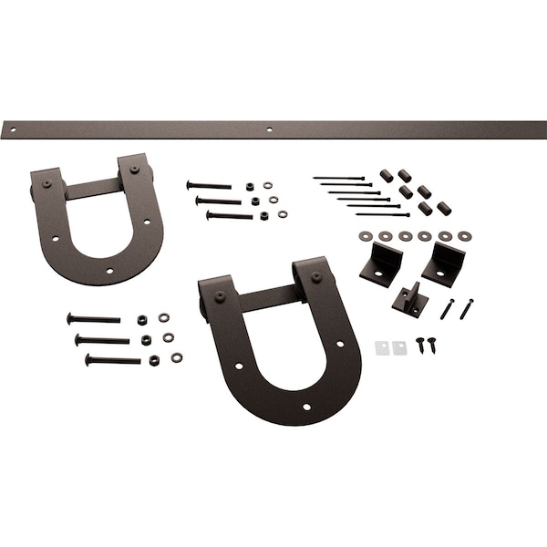 Ekena Millwork Premium Horseshoe Barn Door Hardware Set w/ 5' 4" Track for 1 3/4" Doors, Bronze Texture - GB60014H254BZ