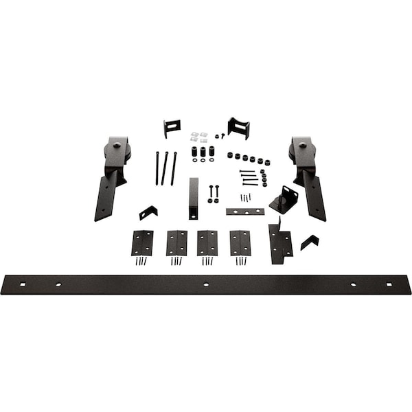Ekena Millwork Barnfold J-Strap 2-Door Hardware Set for 1 1/4" to 1 3/8" Doors with 30" Track, Arch Bronze - GB6007M2D30AB