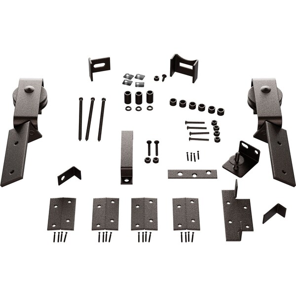 Ekena Millwork Barnfold J-Strap 2-Door Hardware Set for 1 1/4" to 1 3/8" Doors, Bronze Texture - GB6007M2HBZ