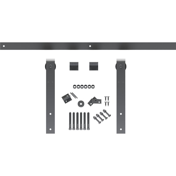 Ekena Millwork Premium J-Strap Barn Door Hardware Set w/ 5' Track for 2 1/4" Doors, Silver Metallic - GB60015H5SM