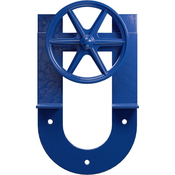 Ekena Millwork Premium Wagon Wheel Horseshoe Roller Hanger w/ Bolts for Barn Door for 1 3/8" Doors, Blue Ribbon - GB60013R2WBR