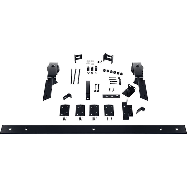 Ekena Millwork Barnfold J-Strap 2-Door Hardware Set for 1 1/4" to 1 3/8" Doors with 42" Track, Dark Gray - GB6007M2D42DG