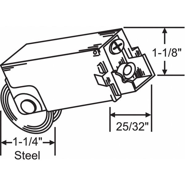 Zoro Select Roller Assembly 2-51/64" L, Steel Plated - 9-214