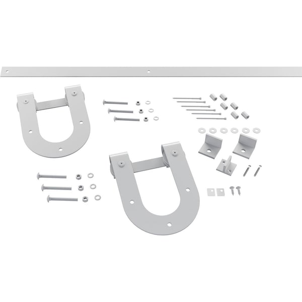Ekena Millwork Premium Horseshoe Barn Door Hardware Set w/ 5' Track for 1 3/8" Doors, Rocket White - GB60013H25RW