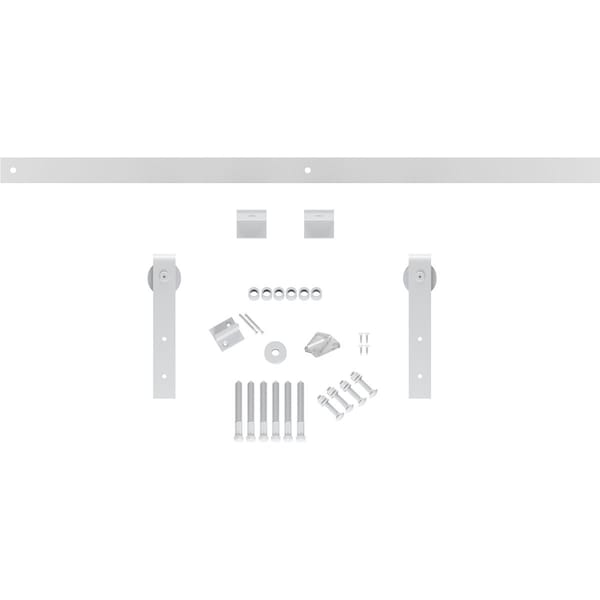Ekena Millwork Premium J-Strap Barn Door Hardware Set w/ 4' Track for 2 1/4" Doors, Rocket White - GB60015H4RW