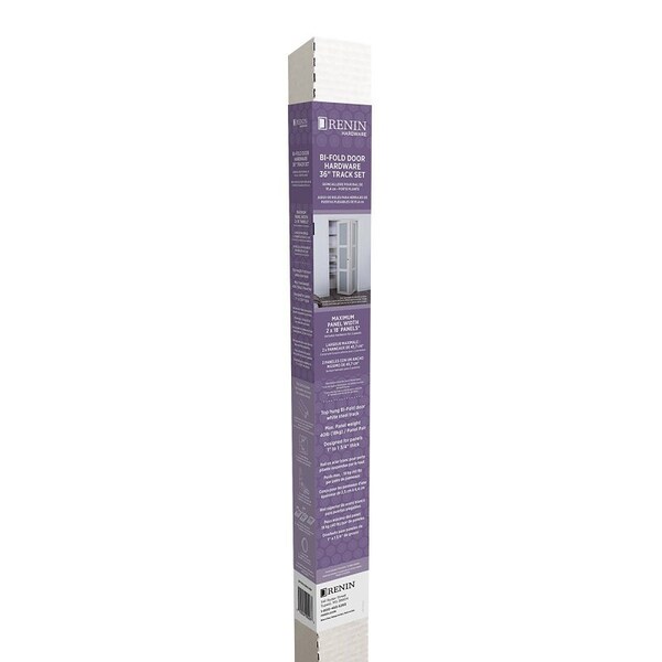 Renin Hardware Track Set, 36 in L Track, Steel, For: Bi-Fold Doors - BF1700-03600-BW
