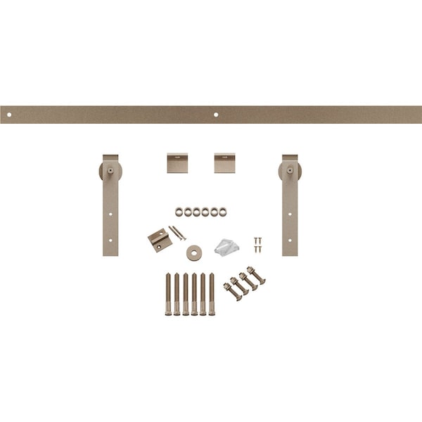 Ekena Millwork Premium J-Strap Barn Door Hardware Set w/ 5' 4" Track for 1 3/4" Doors, White Bronze - GB60014H54WZ