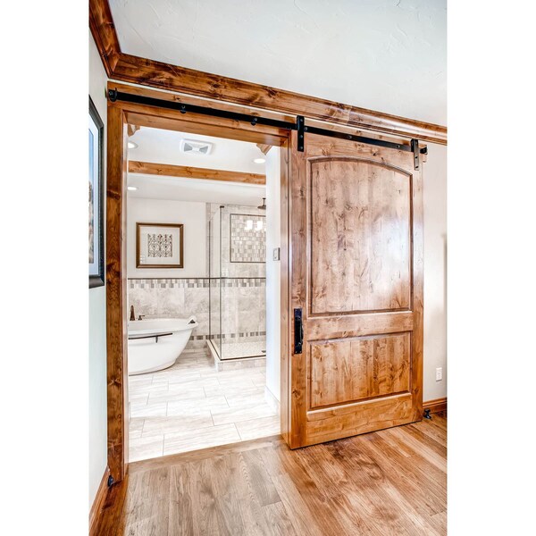 Ekena Millwork Premium 16"L x 1 1/4"W Pull Handle for 1 3/4" Doors, Rustic Brown - GB6001PH416RB