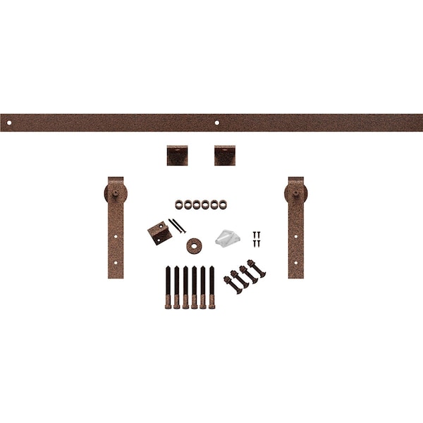 Ekena Millwork Premium J-Strap Barn Door Hardware Set w/ 4' Track for 2 1/4" Doors, Copper Vein - GB60015H4CV