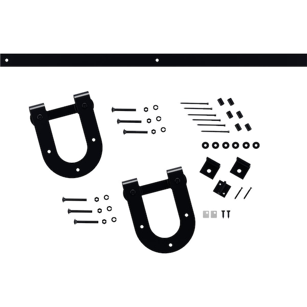 Ekena Millwork Premium Horseshoe Barn Door Hardware Set w/ 4' Track for 2 1/4" Doors, Dark Gray - GB60015H24DG