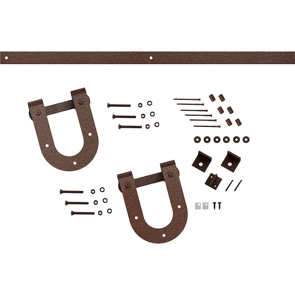 Ekena Millwork Premium Horseshoe Barn Door Hardware Set w/ 5' Track for 2 1/4" Doors, Copper Vein - GB60015H25CV