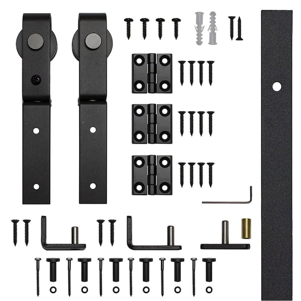 Quiet Glide Miniature Black 48 in. Single Front Mount Bi-Fold Sliding Barn Door Track and Hardware Kit - NT.BFM1310.FM.08-48