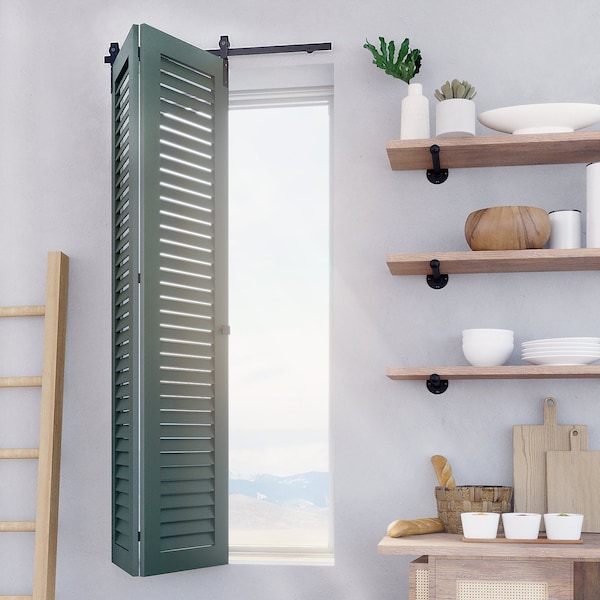Quiet Glide Miniature Black 48 in. Single Front Mount Bi-Fold Sliding Barn Door Track and Hardware Kit - NT.BFM1310.FM.08-48