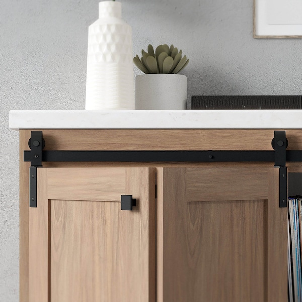 Quiet Glide Miniature Black 48 in. Single Front Mount Bi-Fold Sliding Barn Door Track and Hardware Kit - NT.BFM1310.FM.08-48