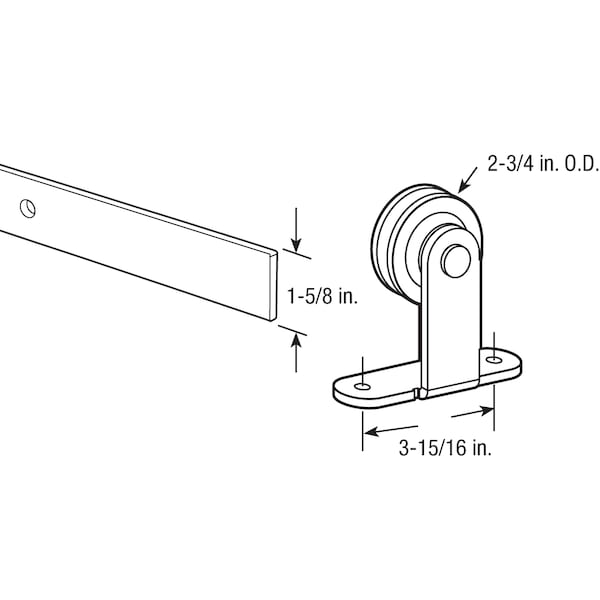 Prime-Line Heavy Duty Barn Door Track Kit, Smooth Rolling, Top Mount, Matte Black Single Pack - N 7555