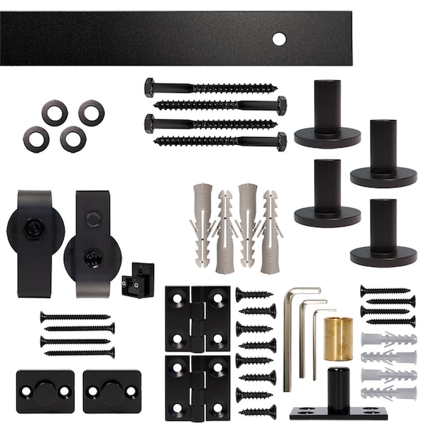 Quiet Glide Black 48 in. Single Bi-Fold Top Mount Sliding Barn Door Track and Hardware Kit - NT.BF1500.TM.08-4