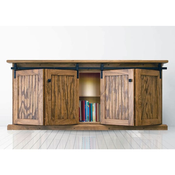 Quiet Glide Miniature Black 60 in. Double Front Mount Bi-Fold Sliding Barn Door Track and Hardware Kit - NT.BFM1310.FM.08-60-2