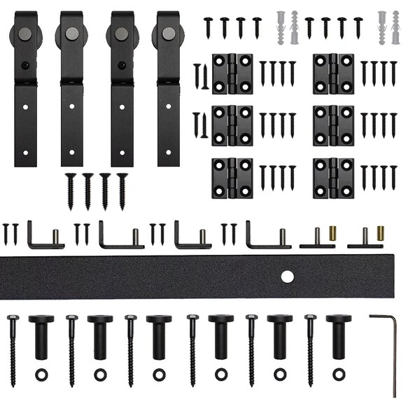 Quiet Glide Miniature Black 60 in. Double Front Mount Bi-Fold Sliding Barn Door Track and Hardware Kit - NT.BFM1310.FM.08-60-2