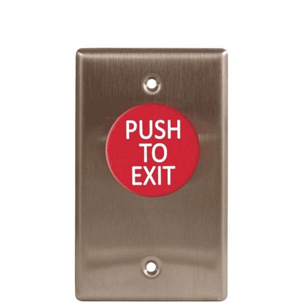 Camden Mushroom push button Single gang, N/O and N/C contacts, Red button, 'Push to Exit' engraved - CMD-CM-420RPTE