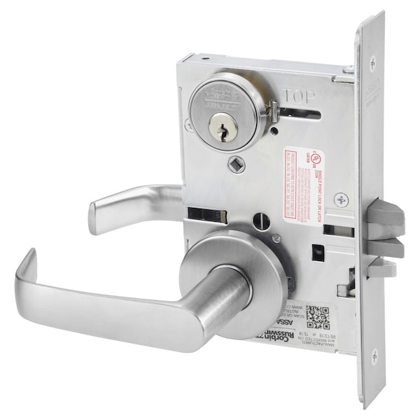 Corbin Russwin ML2000 Series Mortise lockset, Single Cylinder, Classroom Function, NS Lever, A Rose, SFIC 7-Pin wit - ML2055 NSA 626 CLS7