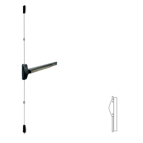 Falcon Fire Rated Surface Vertical Type Touch Bar Exit Device, Exit Only, 3' by 7' Length, US19 Matte Blac - F-25-V-EO-19-3FTX7FT
