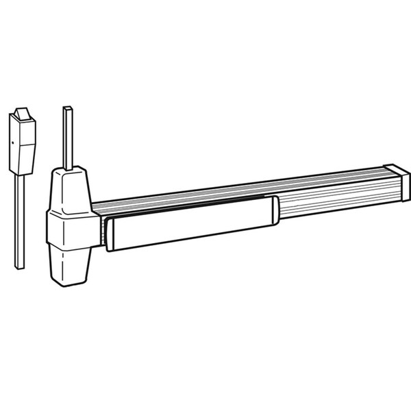 Von Duprin Grade 1 Surface Vertical Rod Exit Bar, Wide Stile Pushpad, 36-in Fire-rated Device, 84-in Door Heigh - 9927EO-F 3 US26 LBR
