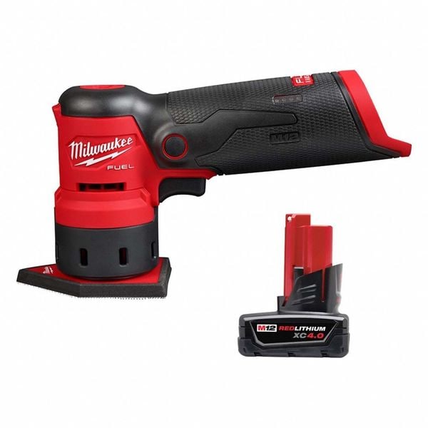 Milwaukee Tool M12 FUEL Orbital Sander, M12 XC4.0 Battery - 2531-20, 48-11-2440