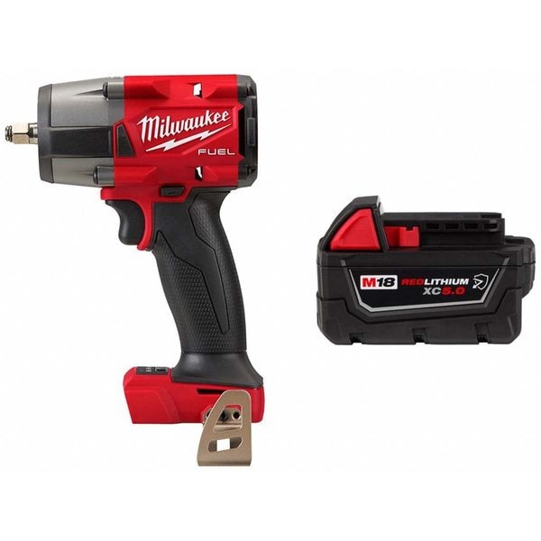 Milwaukee Tool Impact Wrench and Battery, Drive Size 3/8 in Square, 18 V, 8.0 Ah Battery Included - 2960-20, 48-11-1850R