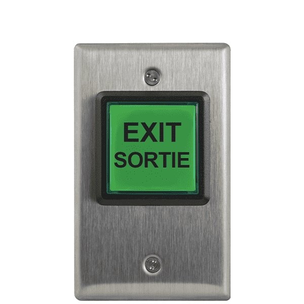 Camden LED illuminated exit switch English 'Push to Exit', 12-28V LED Illuminated. For French langu - CMD-CM-30E