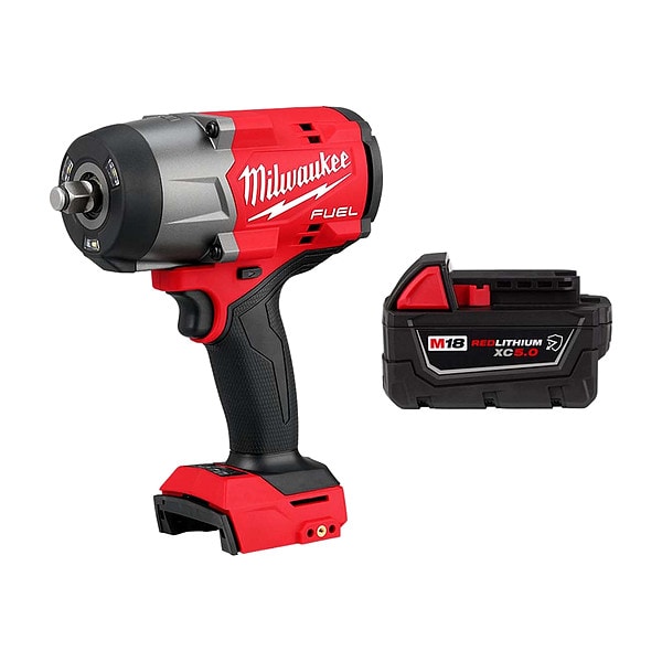 Milwaukee Tool M18 FUEL 1/2" HTIW + XC5.0 Res Battery - 2967-20, 48-11-1850R