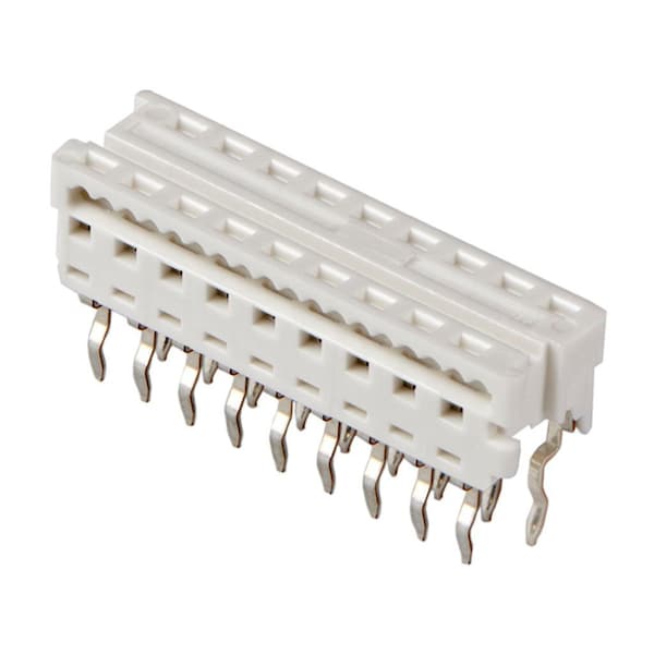 Molex Board Connector, 18 Contact(S), 2 Row(S), Female, Straight, 0.1 Inch Pitch, Solder Terminal, White - 905841318