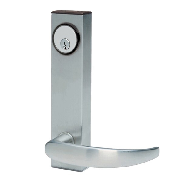 Adams Rite Electrified Entry Trim Curve Handle with Cylinder Hole for Rim Device 12V Fail Secure Satin Stainles - 3080E010373032D