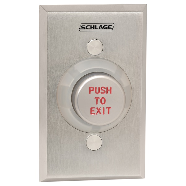 Schlage Electronics 620 Series, Single Gang Mount Push to Exit Pushbutton, Stainless Steel - 621AL EX