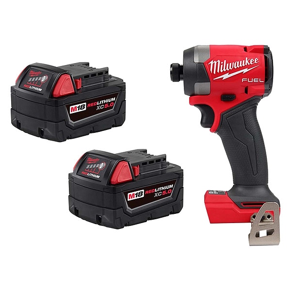 Milwaukee Tool M18 FUEL 1/4 in Hex Impact, 18 V, Includes 5.0 Ah Battery - 48-11-1852, 2953-20