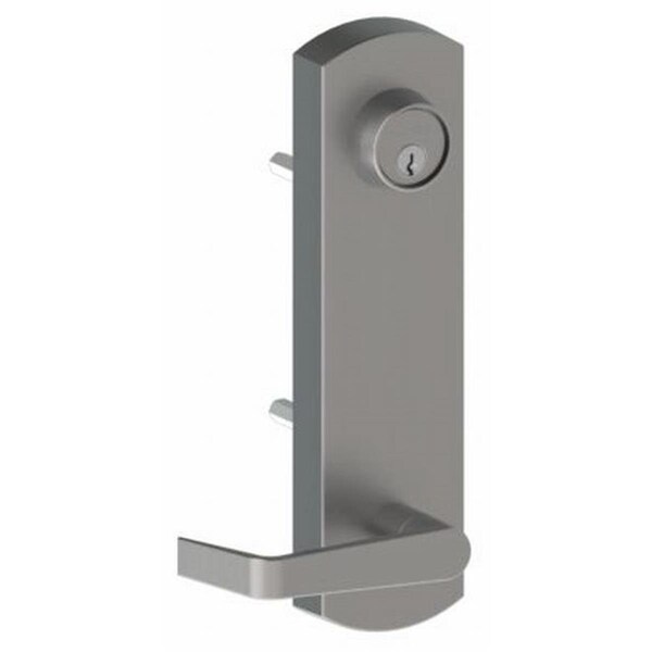 Hager Cylinder Escutcheon Outside Exit Device Trim with Withnell Lever, No. 122823 Satin Chrome - 45CEWTN26D