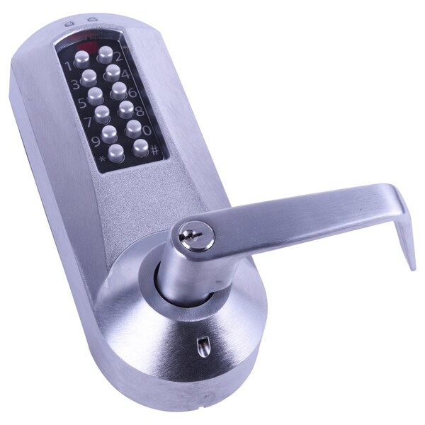 Dormakaba E-Plex 5200 Exit Trim, 3,000 Access Codes, 30,000 Audit Events, KIL, Schlage C Keyway, Satin Chrome - E5210XSWL-626-41