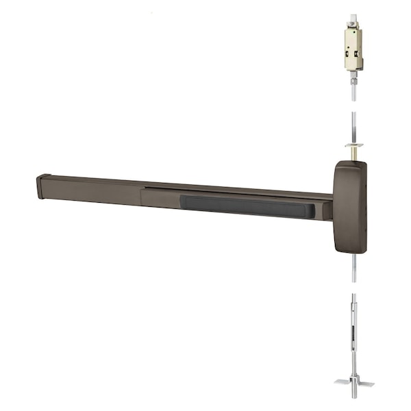 Sargent Grade 1 Concealed Vertical Rod Exit Bar, Wide Stile Pushpad, 36-in Device, 120-in Door Height, Exit - 56-MD8610F RHR 10B