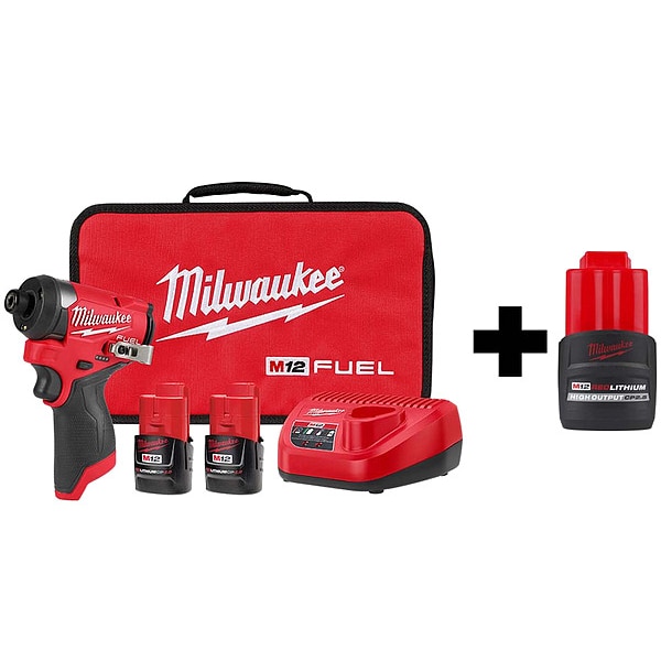 Milwaukee Tool M12 FUEL Impact Drver, M12 CP2.5 Battery - 3453-22, 48-11-2425