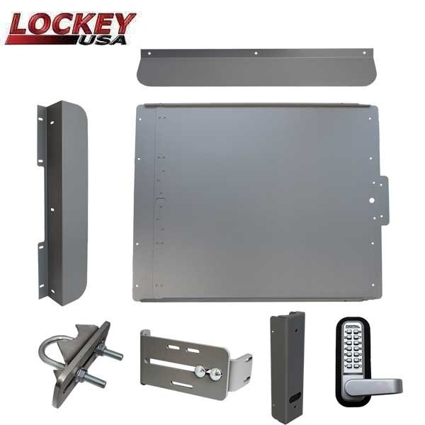 Lockey ED60B Edge Panic Shield Security Kit In Silver - Panic Shield, EDSB Strike Bracket, EDGB200,285P Key - LK-ED60S