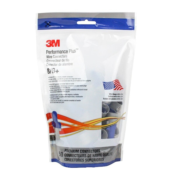 3M Twist On Wire Connector, 14-6 AWG, PK50, Width: 1.12 in - B/G+BOX
